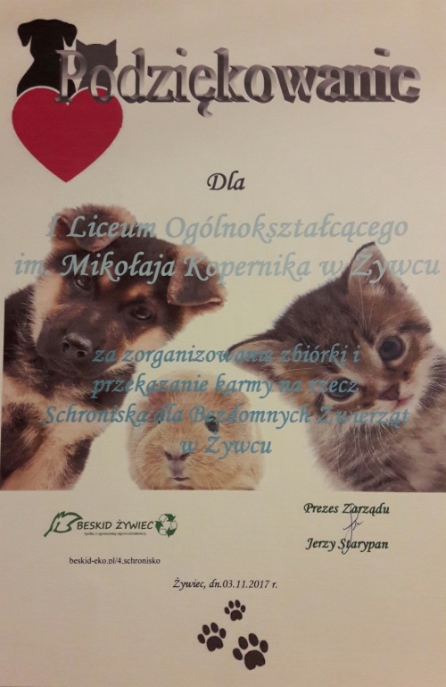 Zbiórka karmy dla zwierząt