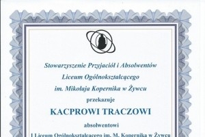 35. Indywidualna Nagroda Profesora Bolesława Gintera dla najlepszego absolwenta szkoły w roku szkolnym 2020/2021 wręczona! - zdjęcie2