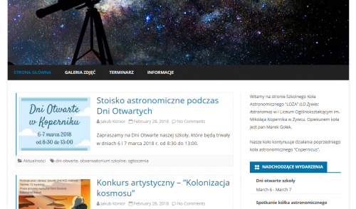 Strona Szkolnego Koła Astronomicznego 