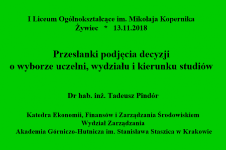 Wykład pracownika naukowego Akademii Górniczo - Hutniczej dla uczniów naszej szkoły