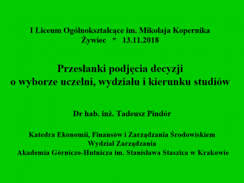 Wykład pracownika naukowego Akademii Górniczo - Hutniczej dla uczniów naszej szkoły