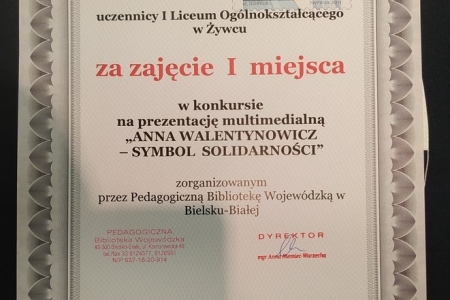 Karolina Klima laureatką konkursu „Anna Walentynowicz – symbol Solidarności”