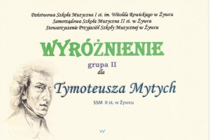 Tymoteusz Mytych wyróżniony w Ogólnopolskim Konkursie Pianistycznym 