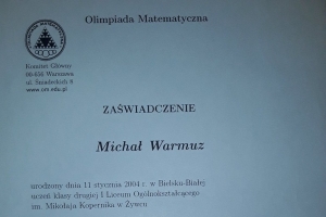 Sukces w LXXII Olimpiadzie Matematycznej - zdjęcie1