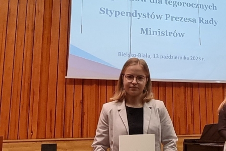 Amelia Goc stypendystką Prezesa Rady Ministrów w roku szkolnym 2023/2024