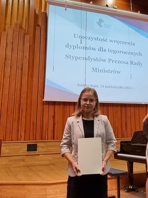 Amelia Goc stypendystką Prezesa Rady Ministrów w roku szkolnym 2023/2024