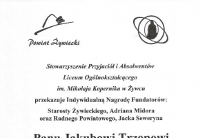 Niezwykły sukces na egzaminie maturalnym absolwenta I LO w Żywcu JAKUBA TRZOPA - zdjęcie1