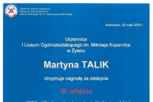 Sukces uczennic I LO w Żywcu w XXVI Ogólnopolskim Konkursie Geologicznym'2025 - zdjęcie2