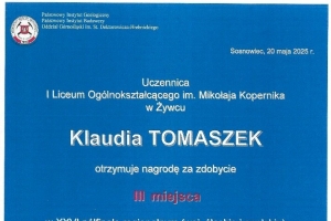 Sukces uczennic I LO w Żywcu w XXVI Ogólnopolskim Konkursie Geologicznym'2025 - zdjęcie3