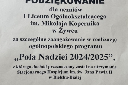 Podsumowanie akcji „Pola Nadziei”