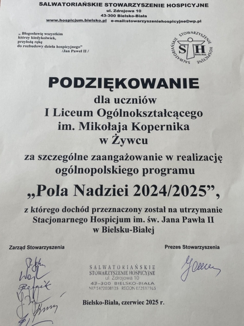 Podsumowanie akcji „Pola Nadziei”
