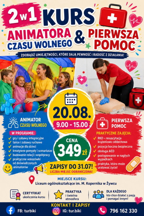Kurs Animatora Czasu Wolnego i Pierwszej Pomocy - zapisz się już dziś!