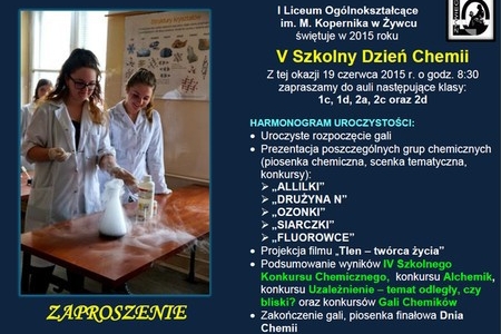 Zaproszenie na V Szkolny Dzień Chemii