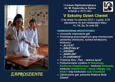 Zaproszenie na V Szkolny Dzień Chemii