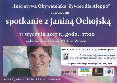 Żywiec dla Aleppo: spotkanie z Janiną Ochojską z Polskiej Akcji Humanitarnej w I LO im. M. Kopernika
