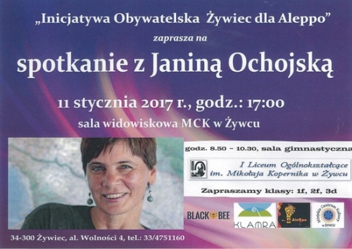 Żywiec dla Aleppo: spotkanie z Janiną Ochojską z Polskiej Akcji Humanitarnej w I LO im. M. Kopernika